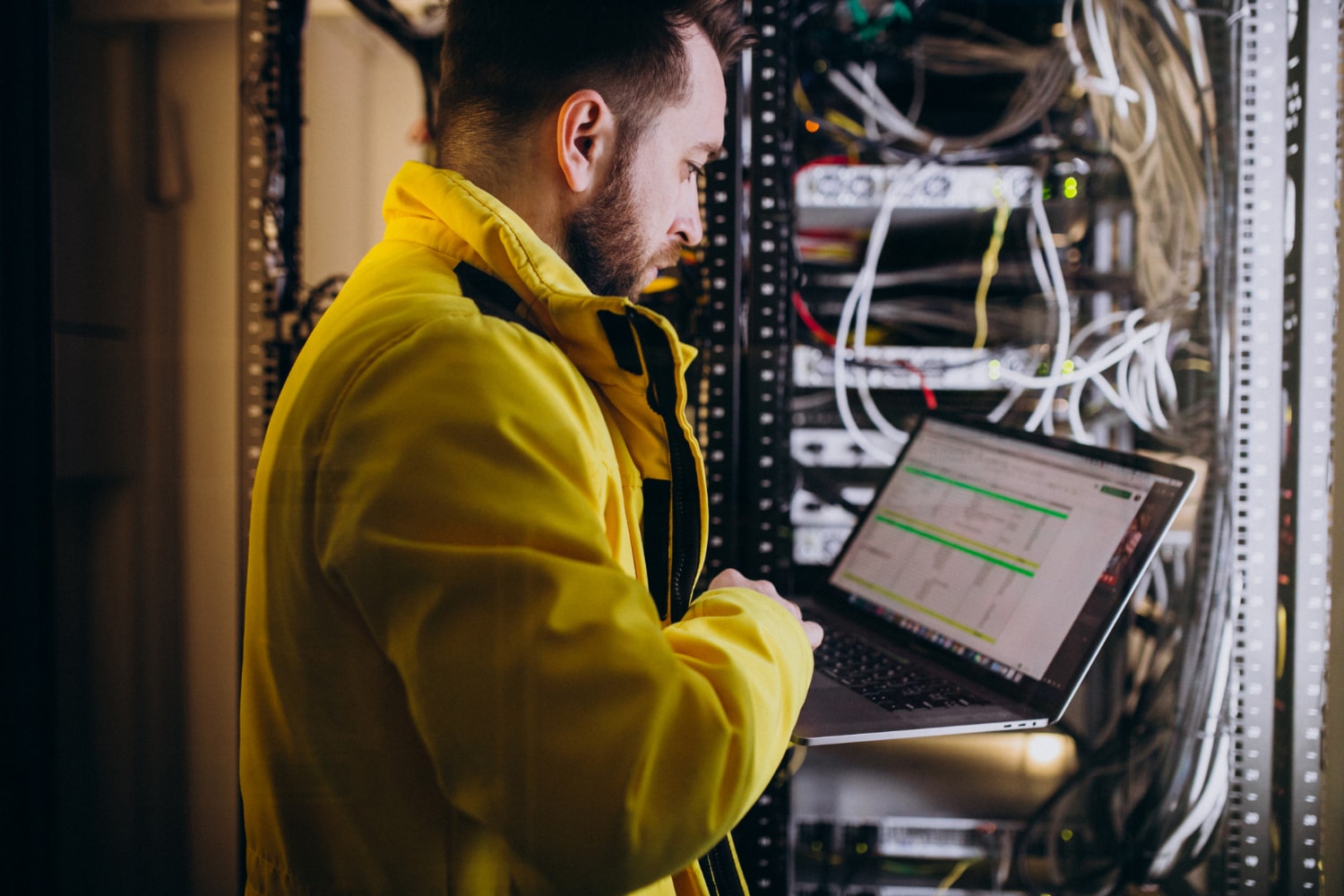 A team of business professionals using enterprise internet solutions to power seamless video conferencing and cloud-based operations