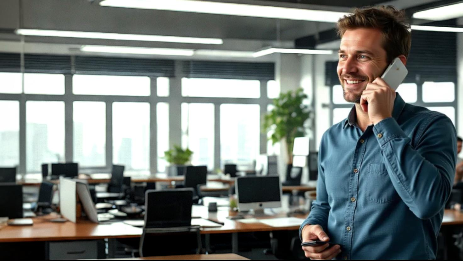 Man on smartphone showing mobility capabilities of VoIP and why businesses are changing to VoIP technology