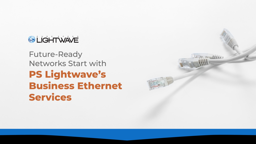 A business owner managing two sites from his laptop through PS Lightwave's business Ethernet services