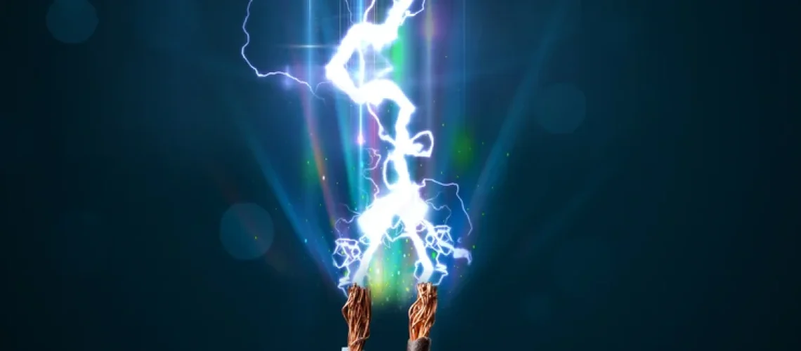 Electric-cable-close-up-with-glowing-electricity-lightning